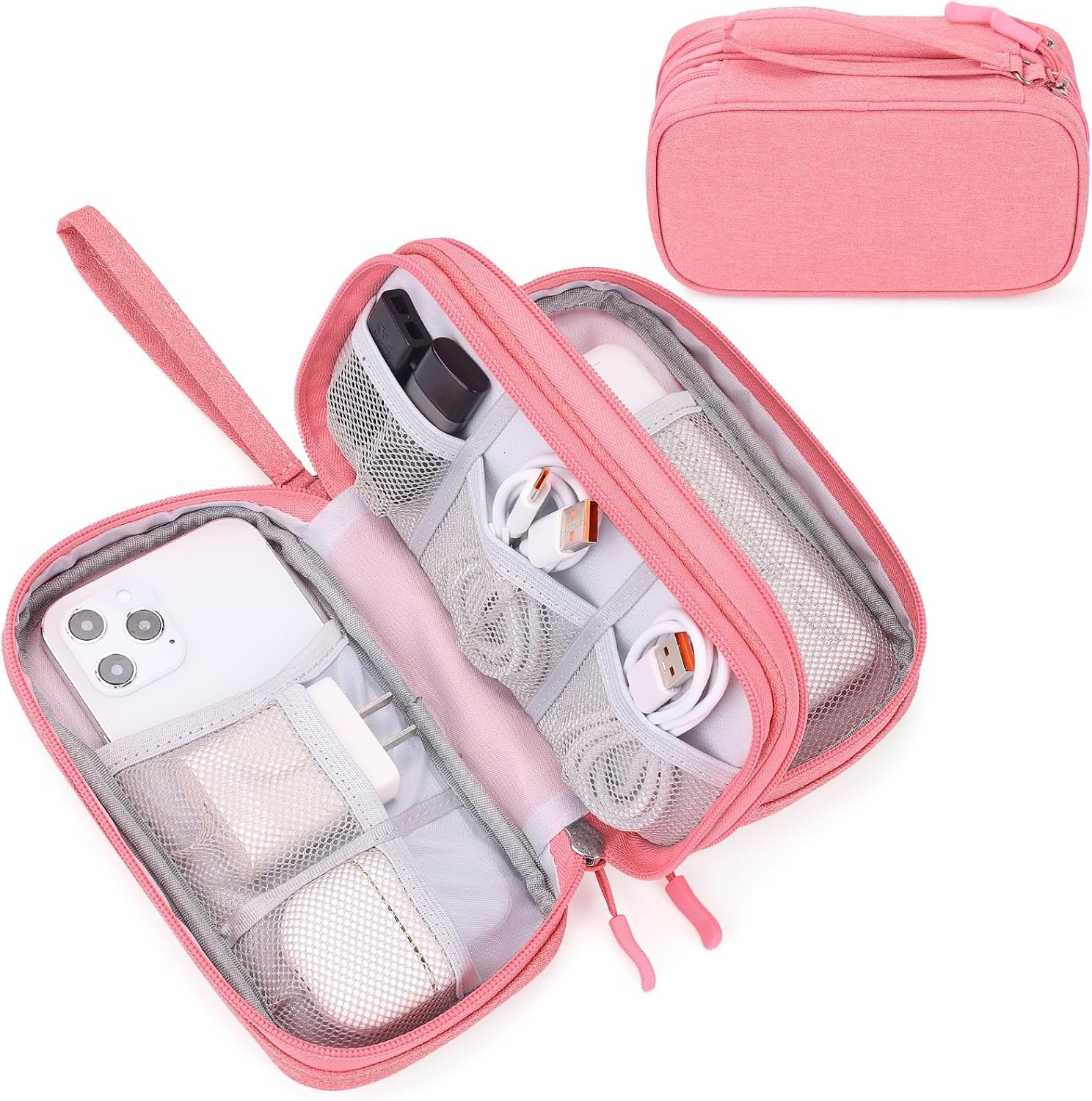 FYY Electronic Organizer, Travel Tech Pouch Bag, Cable Organizer Pink