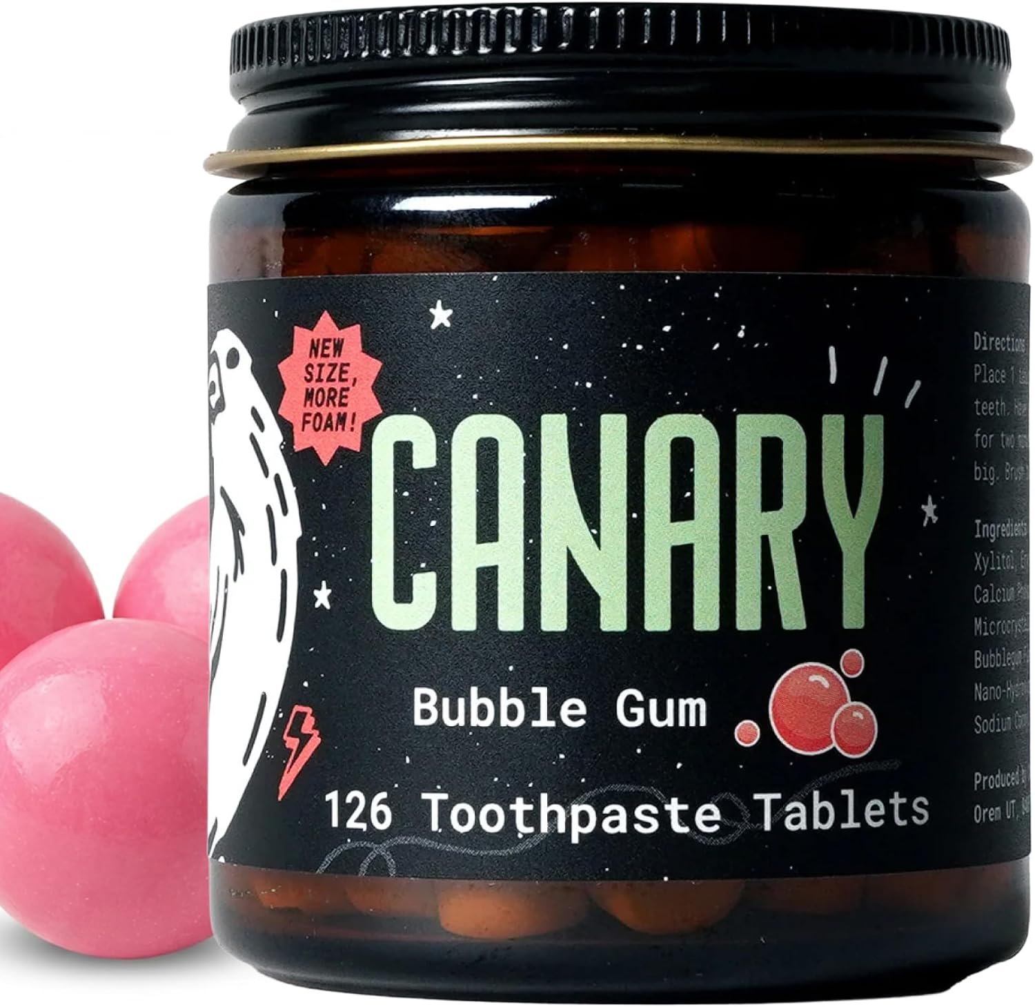 Canary Nano Hydroxyapatite Toothpaste Tablets Bubble Gum – Remineralizing, Fluoride Free, All Natural Tabs with Xylitol – Great for Kids, Plastic Free – 126 Count