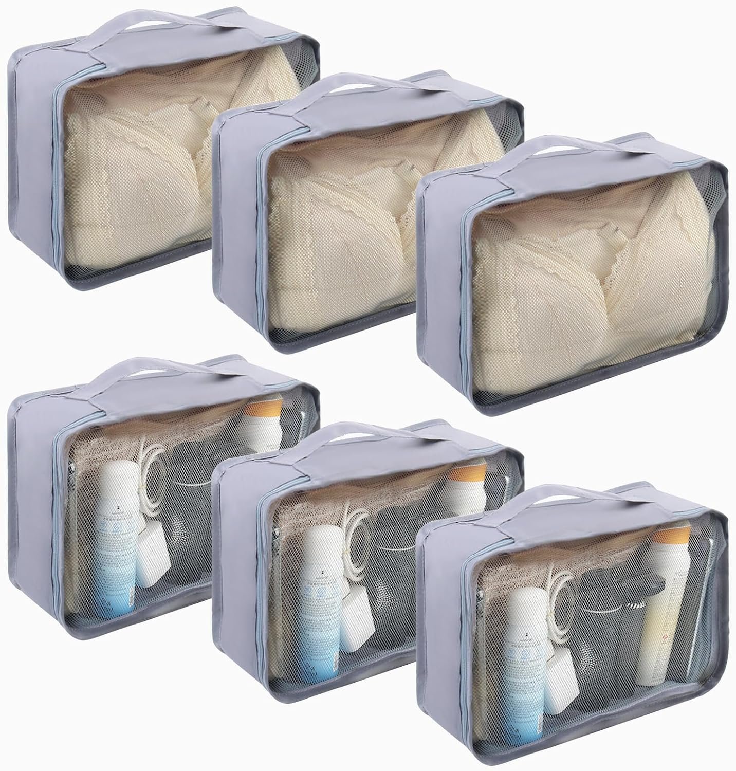 6Pack Small Mesh Packing Cubes Travel, Luggage Organizer Bags Suitcase