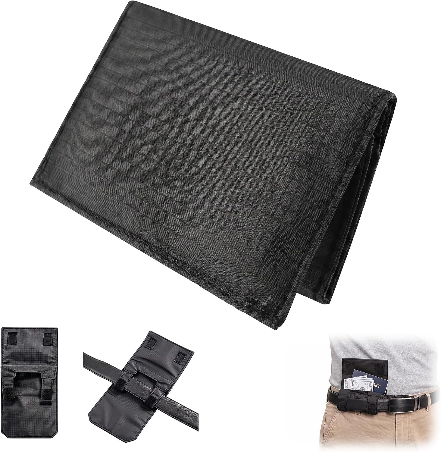 3-in-1 Hidden Pocket Travel Wallet, Foldable Under-Clothing Money Holder Nylon Secure Wallet for Passport Cash Cards, 0.06 Pounds Lightweight Passport Holder for Men & Women Vacation Essentials