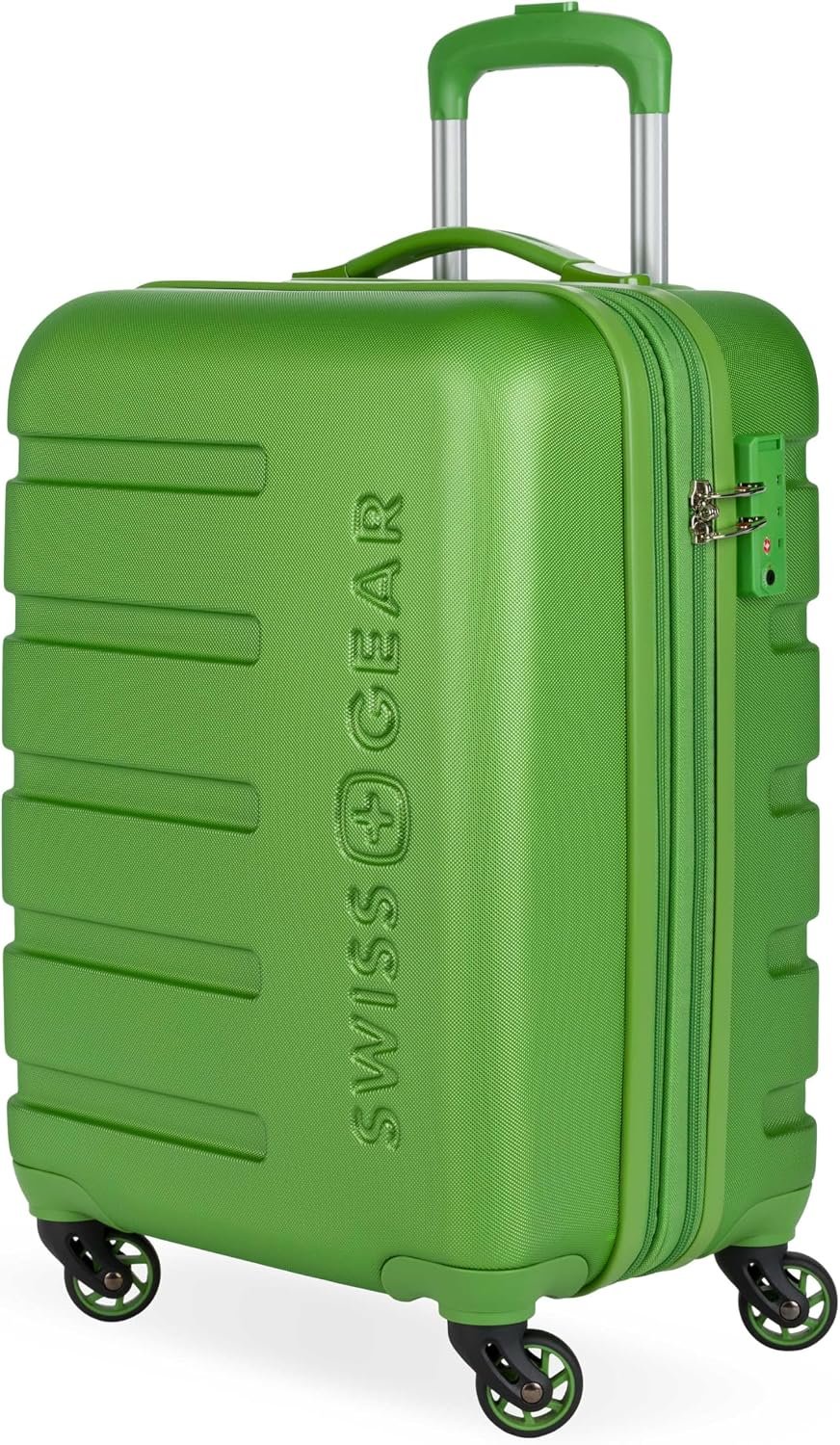 SwissGear Signature Hardside Expandable Carry-On Spinner Luggage, ABS Construction, TSA-Friendly Lock, and Built-In Cupholder, Green, 19-Inch