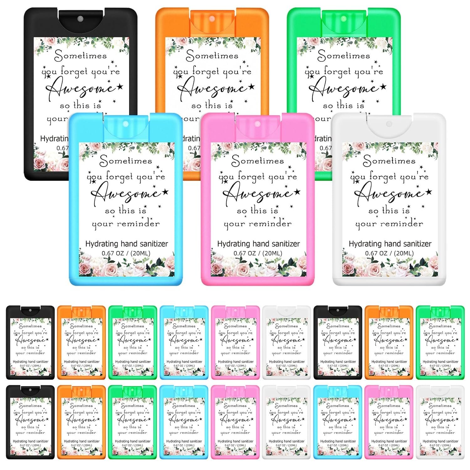 24 Pack Hand Sanitizer Spray Bulk Travel Size, Multi-color, Classic