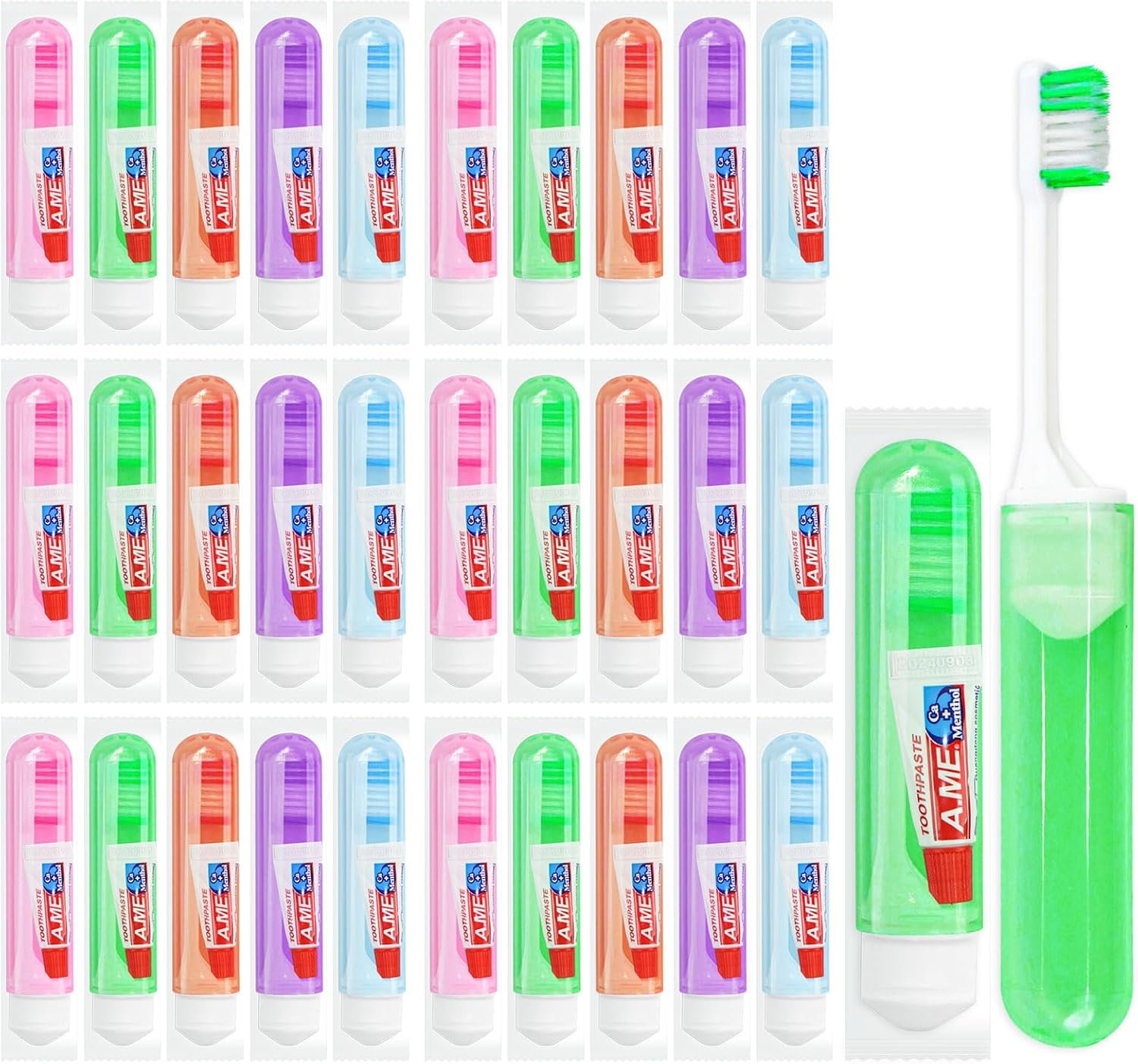 20 Traveling Toothbrush and Toothpaste 3gram,Disposable Toothbrushes