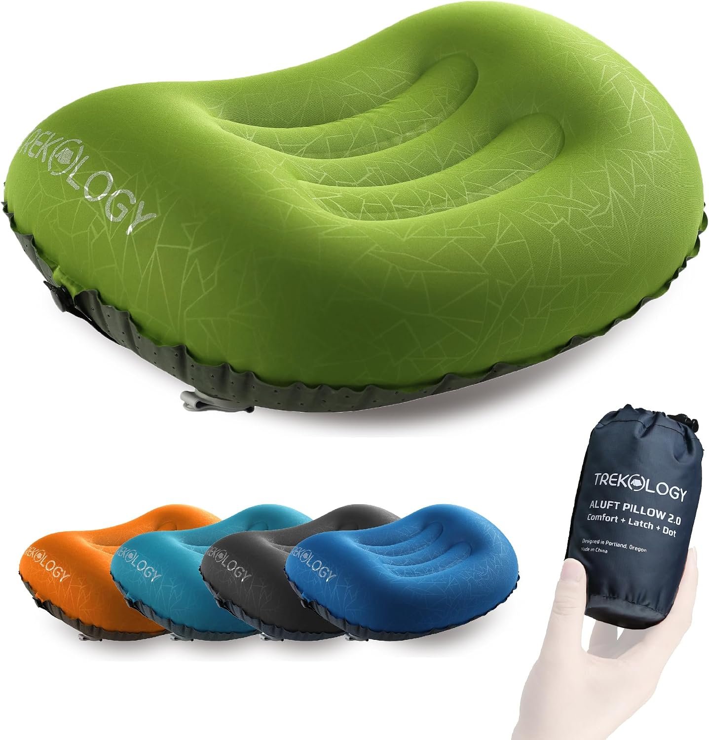 TREKOLOGY Aluft 2.0 Small Inflatable Camping Pillow for Backpacking, Travel