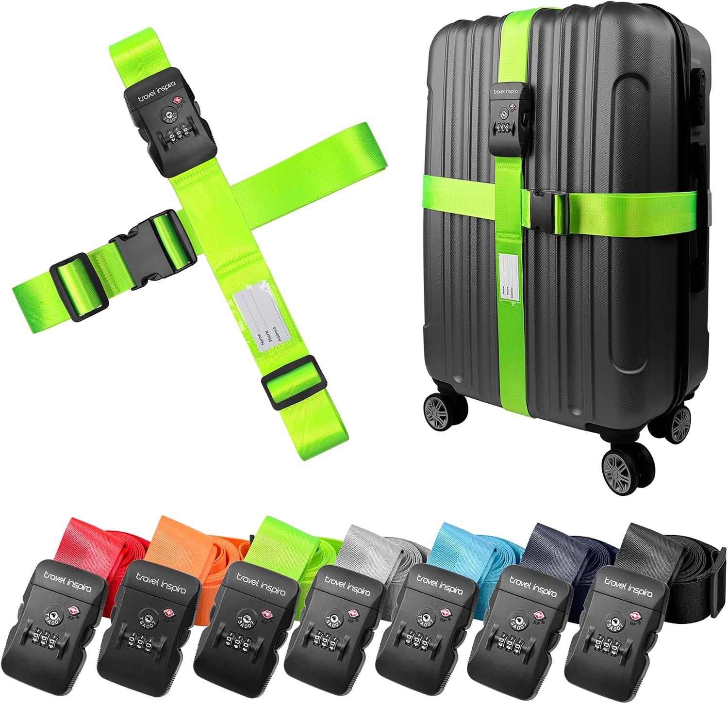 TSA Approved Luggage Straps 2 Pack Heavy Duty Suitcase Belt