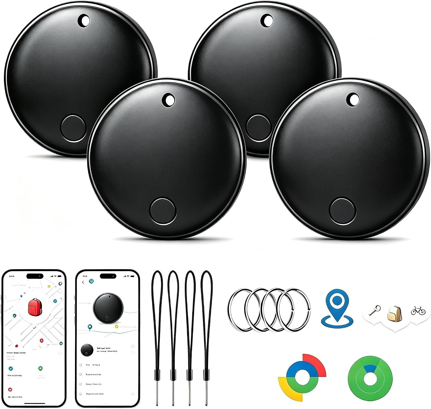 Air Tags-4 Pack Android，Air Tags for Android Item Locator for Android & iOS Bluetooth Tracker Tag Smart Tags IP65 Waterproof Luggage Tracker Keys,,Suitcases,Wallet,etc