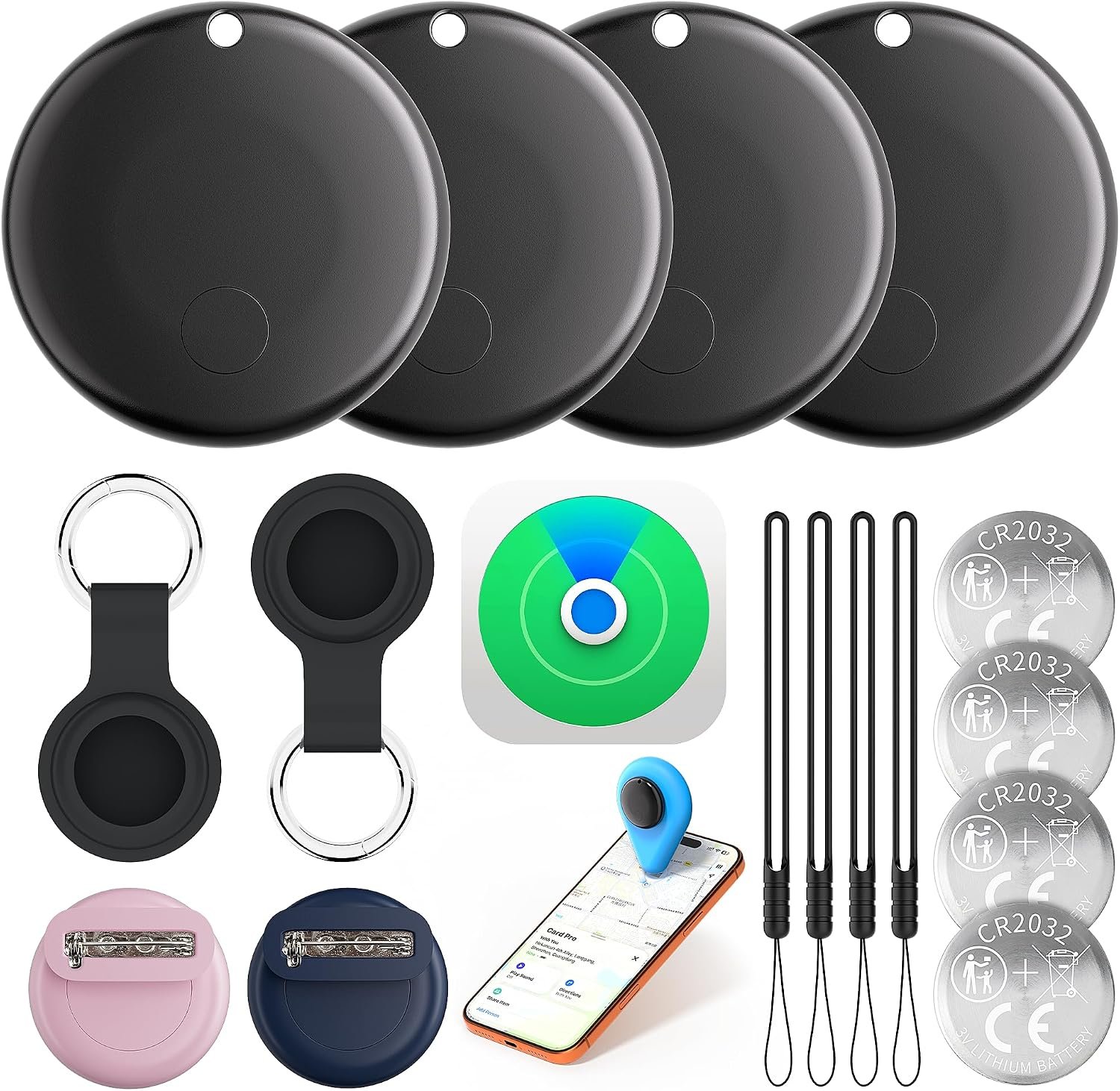 Air Smart Tracker Tags 4 Pack, Work with Apple Find My, 3-Year Battery