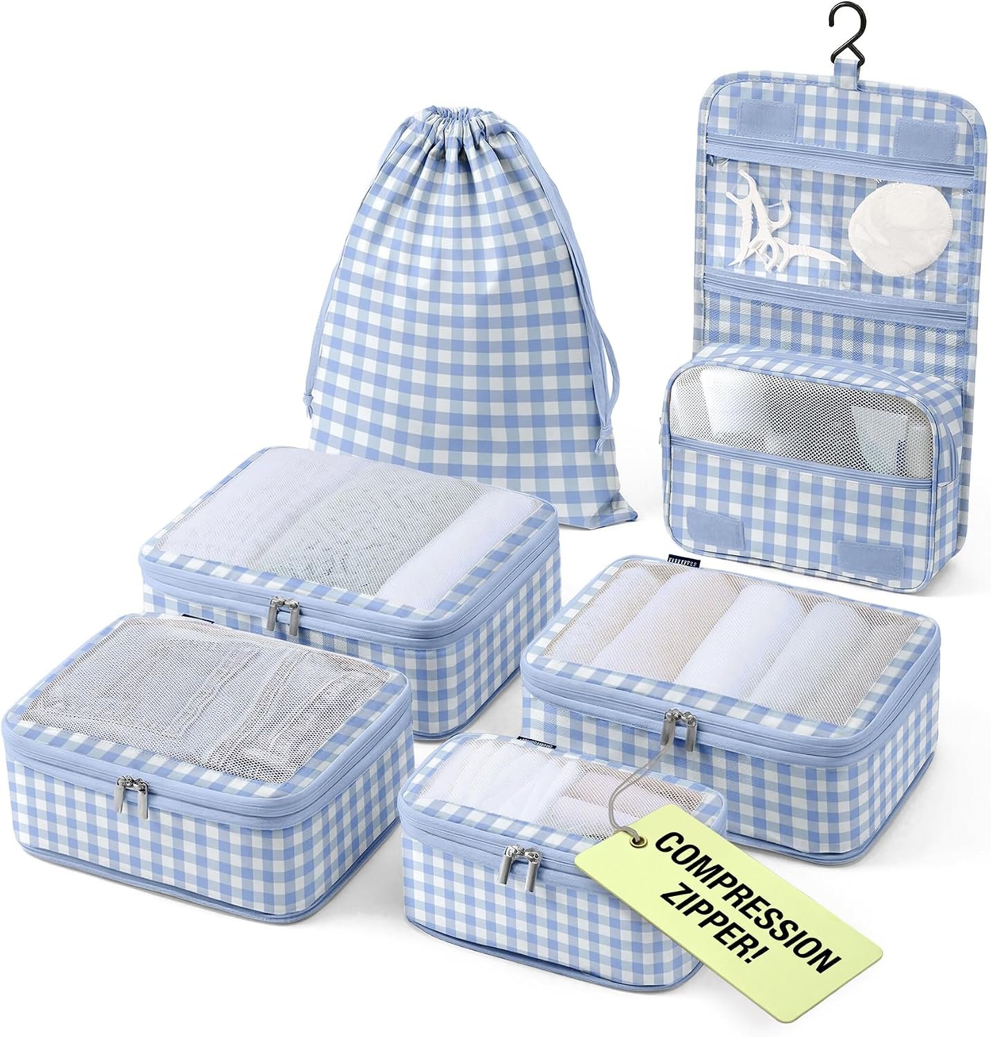 Vandel Compression Packing Cubes for Women, Set with Hanging Toiletry Bag