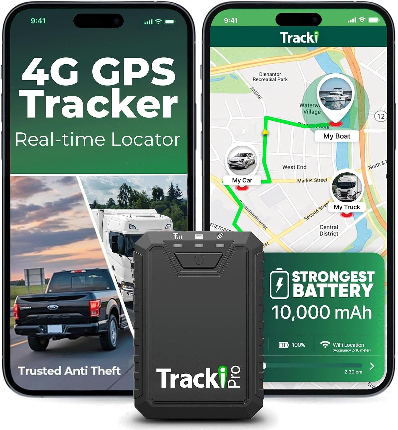 Tracki Pro GPS Tracker for Vehicles, 4G LTE, Long Battery Life