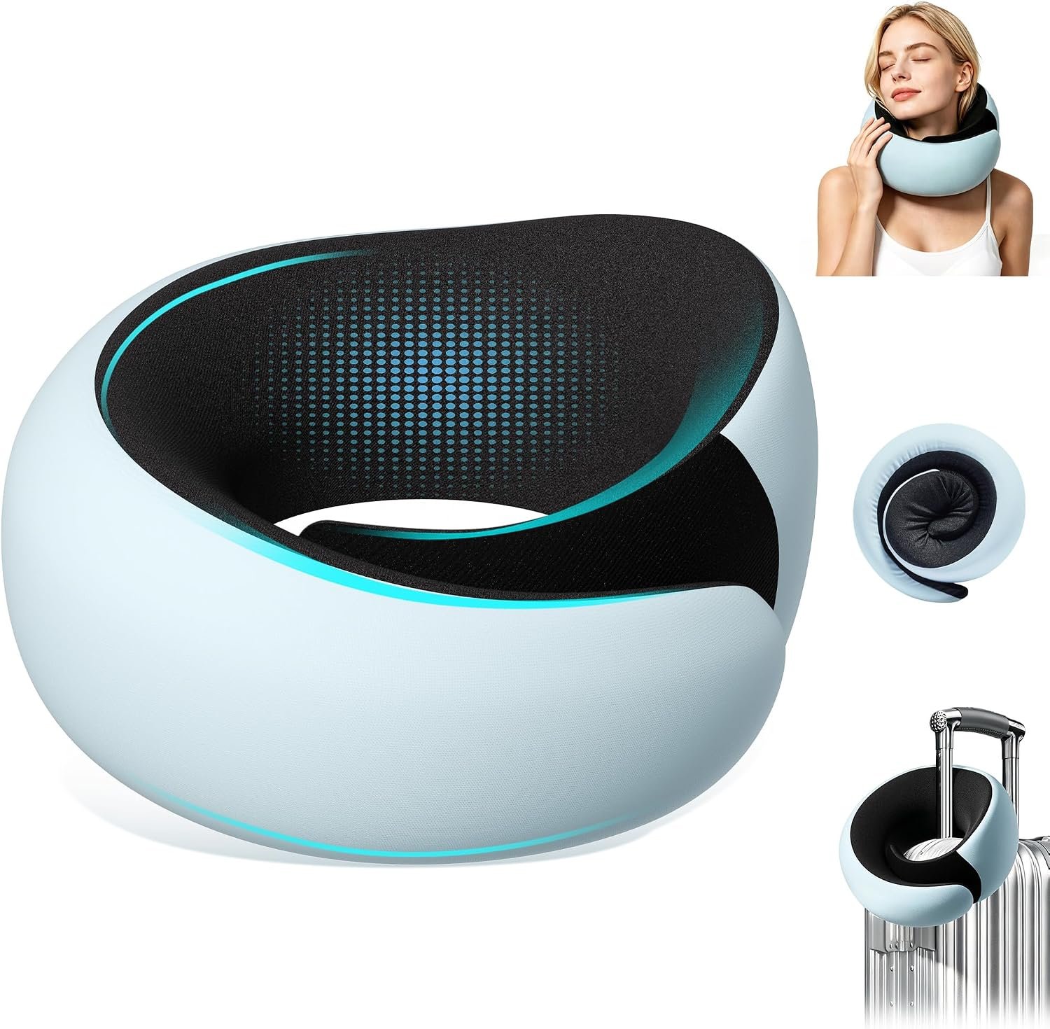 Neck Pillow for Travel, Memory Foam Travel Pillow for Airplanes and Trains