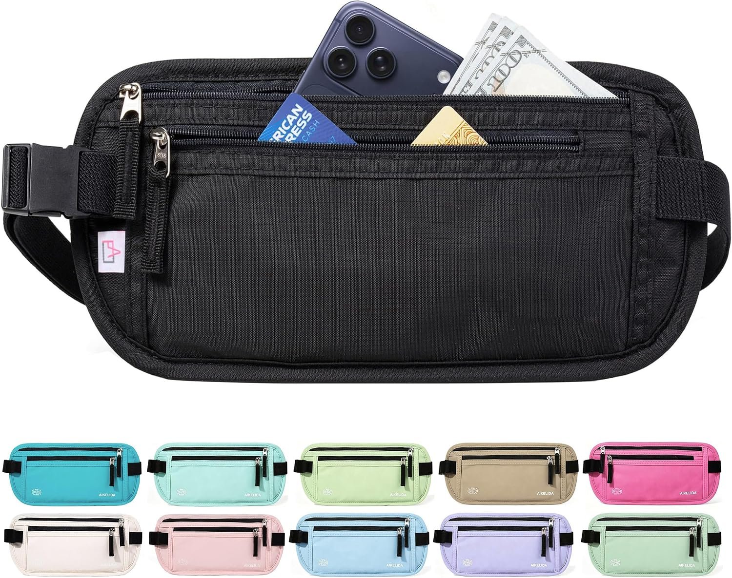 Money Belt Passport Holder Slim Hidden Travel Wallet with RFID Blocking