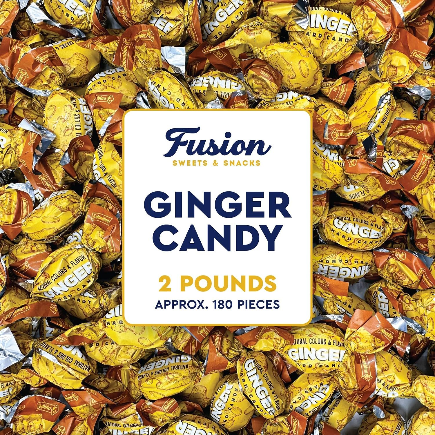 Ginger Hard Candy, Individually Wrapped, Bulk 2lb, Gluten-Free
