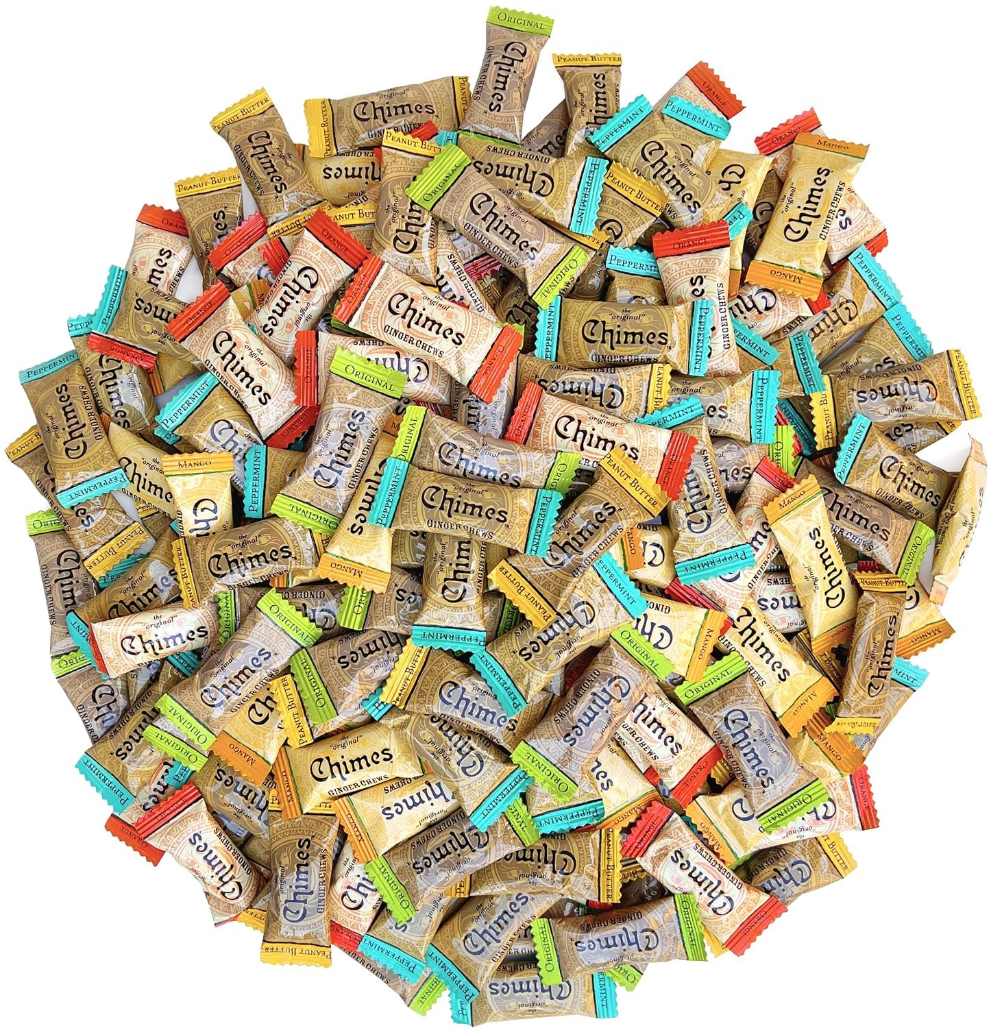 Chimes Ginger Chews 2LB Variety Pack – Original, Orange, Mango, Peppermint, Peanut Butter and Meyer Lemon